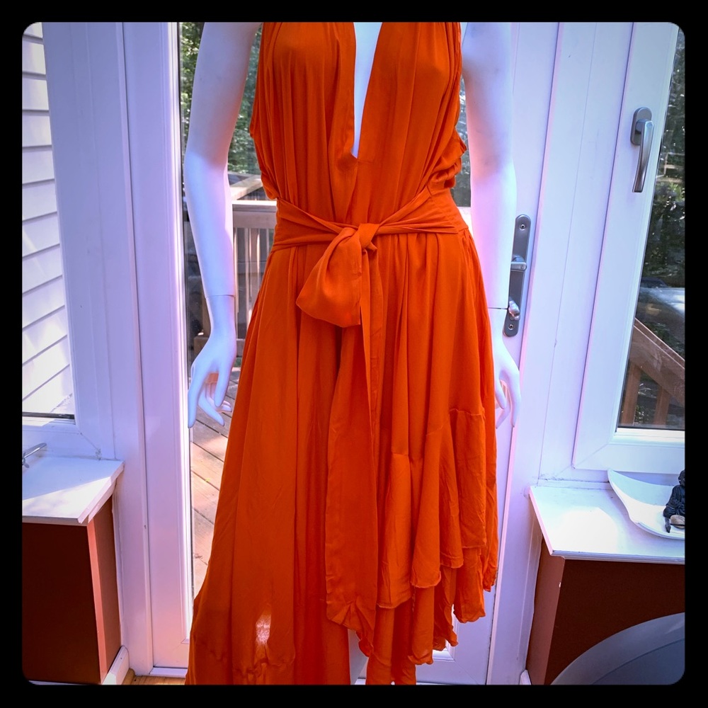 Orange Couture Asymmetric Dress XL